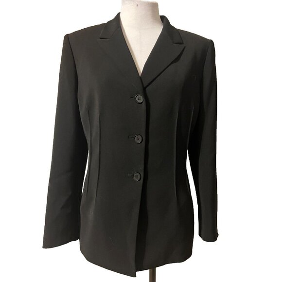 Le Suit Suit Jacket Blazer 14P Black 3 Button Polyester Classic Seamed - Picture 1 of 10
